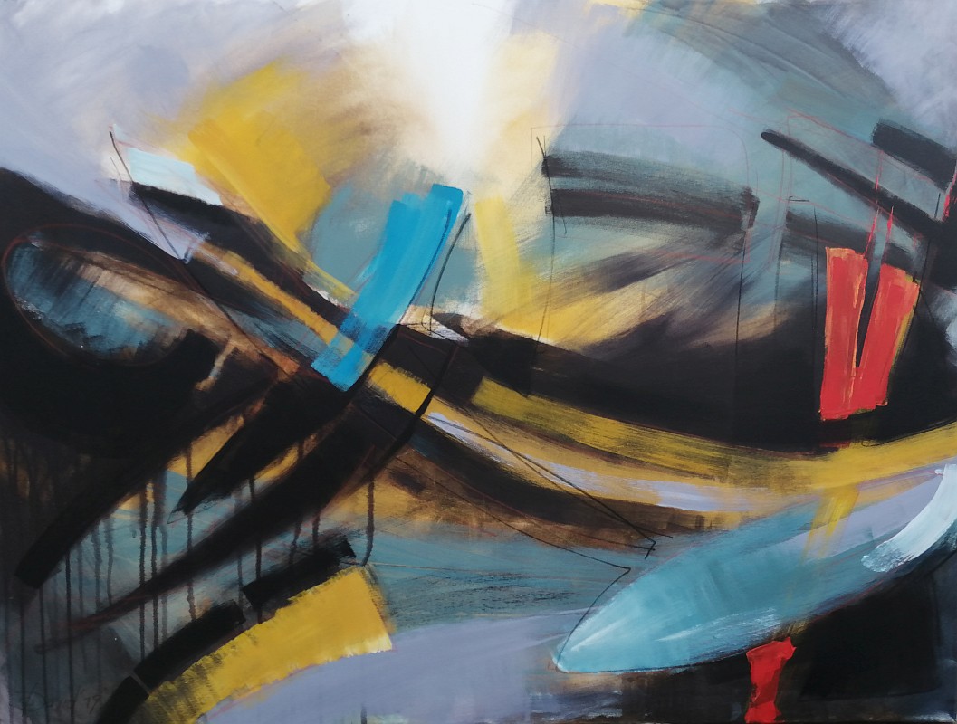 Handgemaltes Ölgemälde XXL – Abstrakte Stadt Reflexion, 152x76 Cm, Moderne Wandkunst